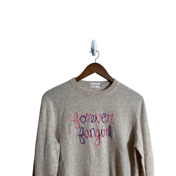 HumanUnion Custom Cashmere Crewneck Sweater "Forever Fangirl " Womans Small - Picture 5 of 11
